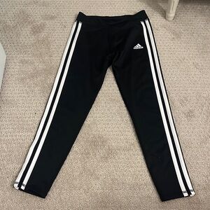 Adidas Kids Black Leggings with White Stripes